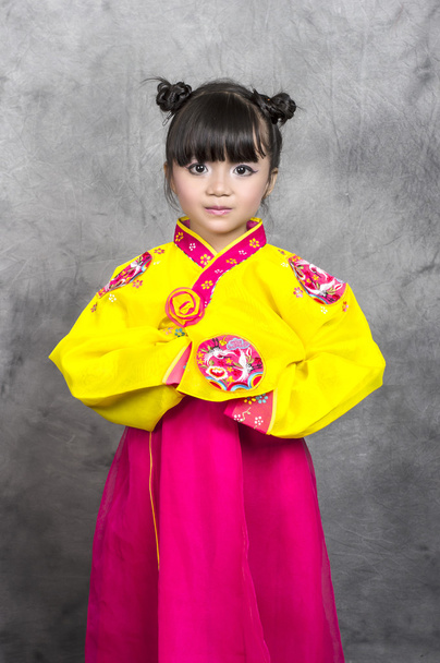 asian little girl wear Korean traditional dresses - Fotoğraf, Görsel