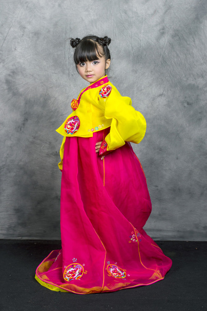 asian little girl wear Korean traditional dresses - Fotografie, Obrázek