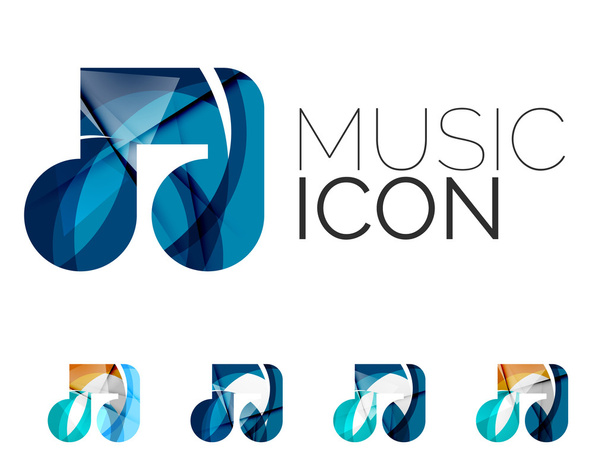 Set of abstract music note icon, business logotype concepts, clean modern geometric design - Vector, Image