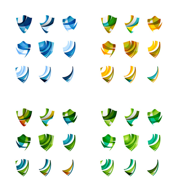 Set di design del marchio logotipo aziendale, icone del concetto di protezione dello scudo
 - Vettoriali, immagini