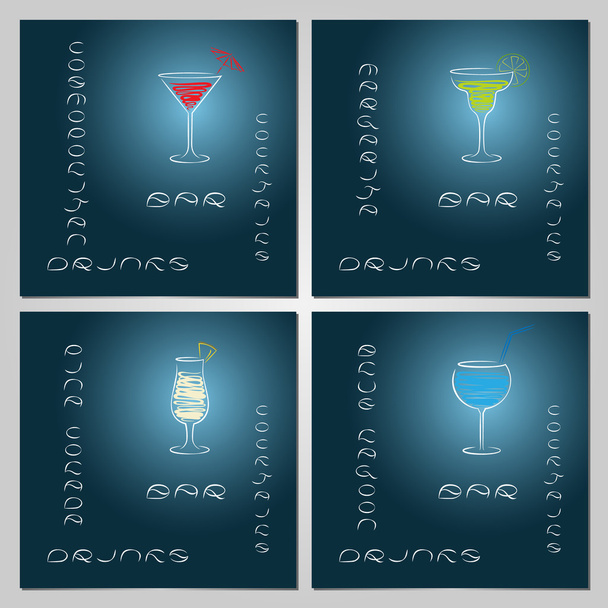 Набор шаблонов дизайна для визитных карточек коктейль-бара
. - Вектор,изображение
