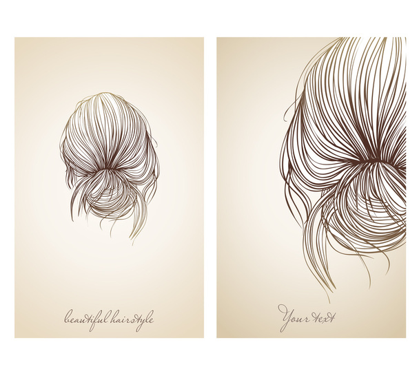 Vector illustration of  beautiful female hairstyle. - Vector, Image