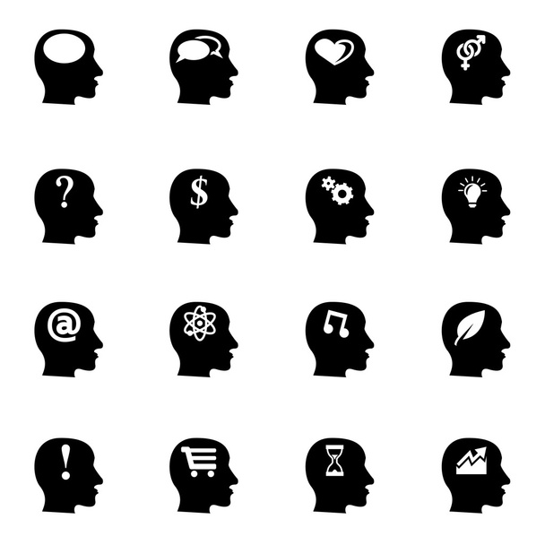 Vector black thoughts icon set - Διάνυσμα, εικόνα