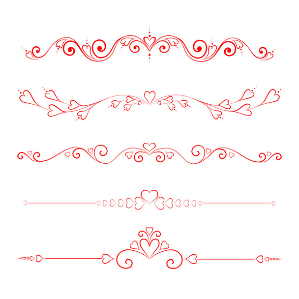 Kalligrafische Valentijnsdag ontwerpelementen instellen - Vector, afbeelding