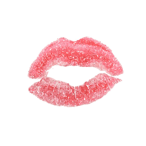 Поцелуй помадой на белом фоне. векторная иллюстрация
 - Вектор,изображение