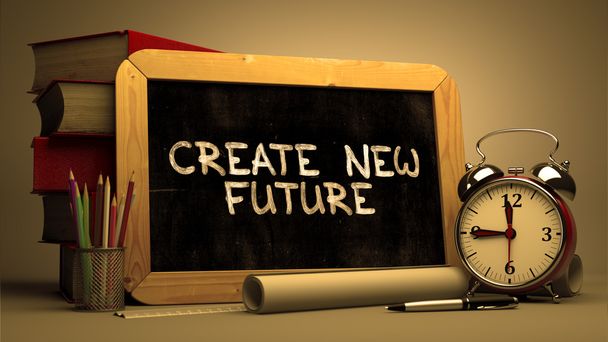 Create New Future - Inspirational Quote on Chalkboard. - Φωτογραφία, εικόνα