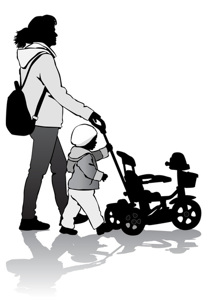Äiti lapsen kanssa kävelyllä
 - Vektori, kuva