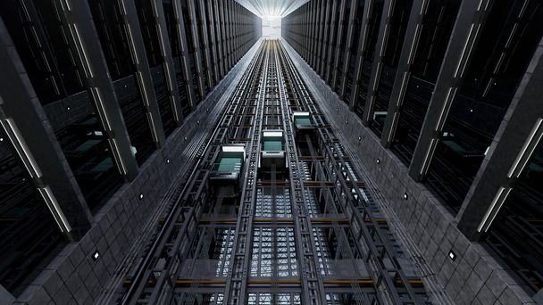 3 d レンダリング。エレベーター シャフト - 写真・画像