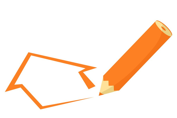 orange pencil drawing house - Vecteur, image