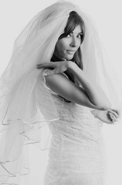 mooie bruid met sluier - Foto, afbeelding