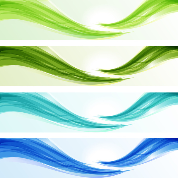 Set of glossy ecological wave banners - Vector, Image