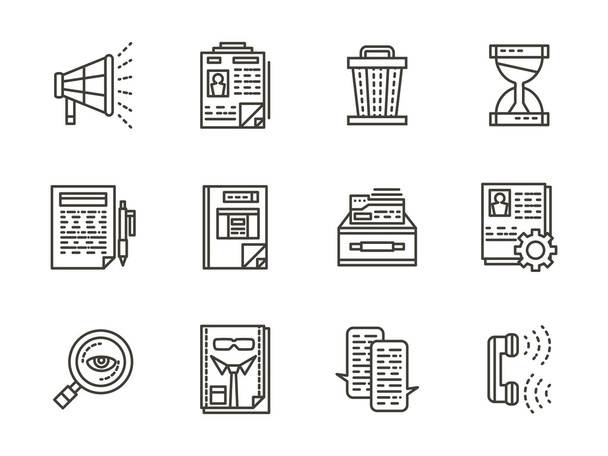 Human resource management black line vector icons - Vector, Image