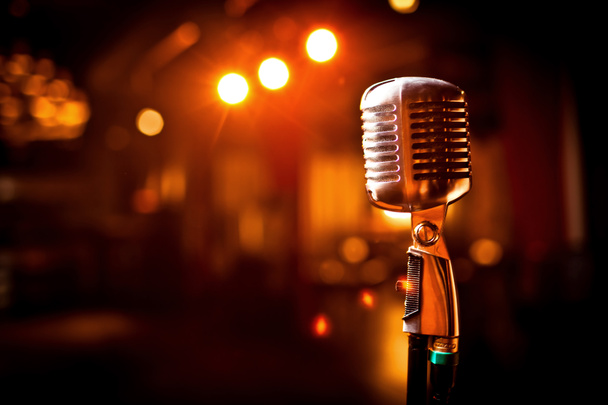 Retro microphone on stage - Photo, Image