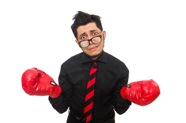 Man businessman with red boxing gloves - Photo, Image