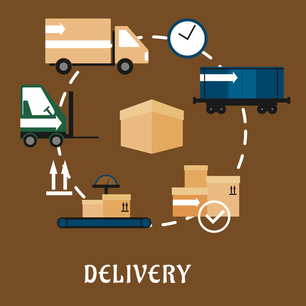 Delivery, shipping and logistics flat icons - Διάνυσμα, εικόνα