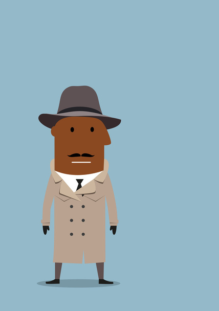 Detective man or spy agent in coat and hat - Vektor, obrázek
