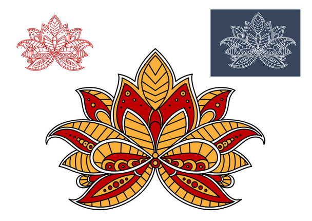 Orange and red persian paisley flower - Vector, afbeelding