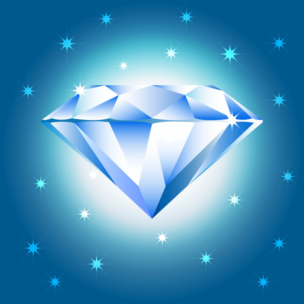 niebieski diament kryształ - Wektor, obraz