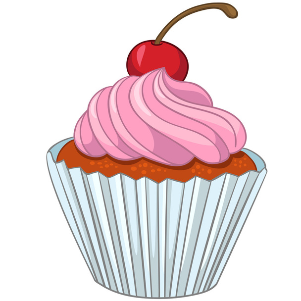 Cartoon Food Sweet Cupcake - Vector, afbeelding