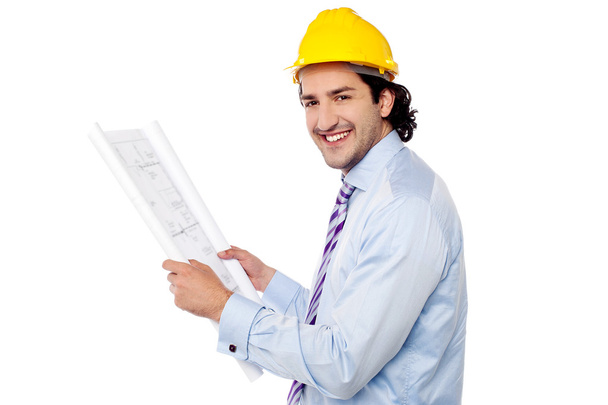 Construction engineer studying the plan - 写真・画像