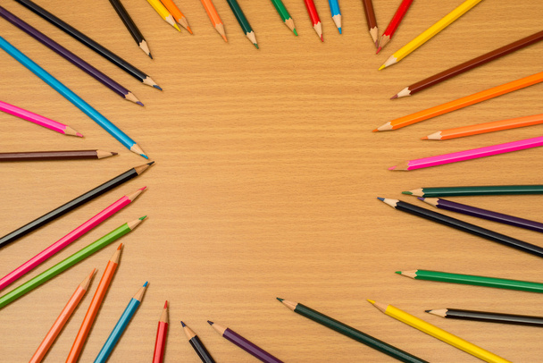 Multi colored pencils  with Text Space - Foto, Bild