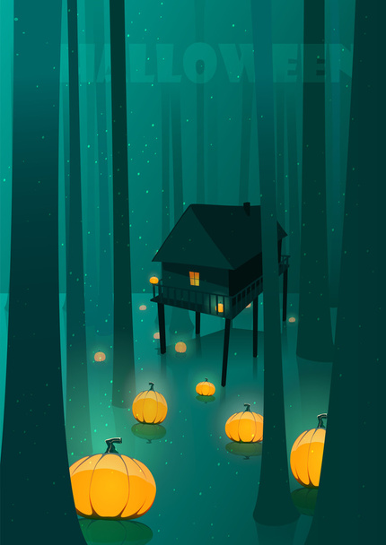 Хэллоуинская тыква в болоте лунного света
 - Вектор,изображение