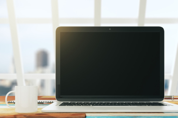 Blank laptop on the desktop - Photo, Image
