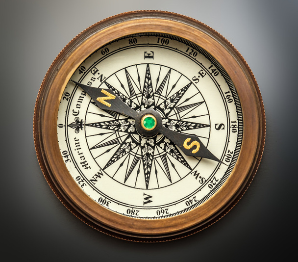 vintage koperen kompas - Foto, afbeelding