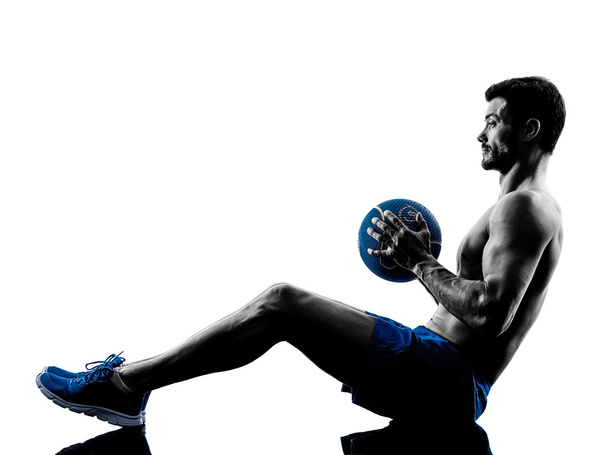 man exercising fitness weights silhouette - Fotoğraf, Görsel