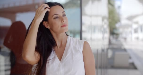 Beautiful Business Woman in White Shirt - Filmati, video
