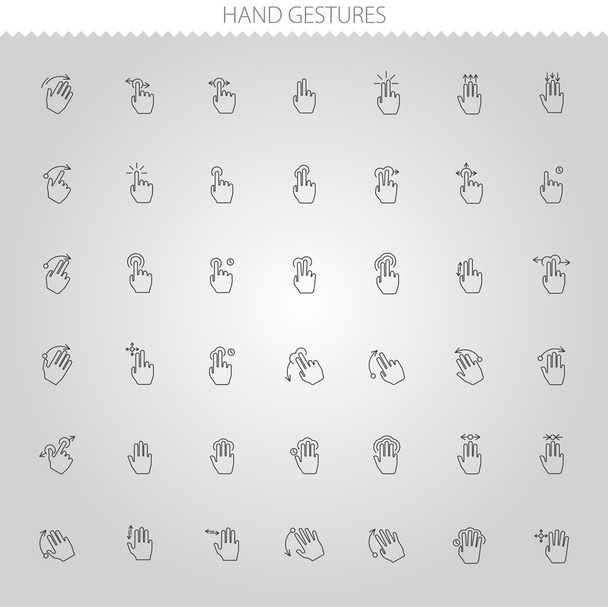 Eenvoudige Web Icons Set: Hand Touch - Vector, afbeelding