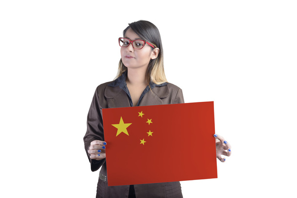 A kínai zászló gazdaság üzletasszony - Fotó, kép
