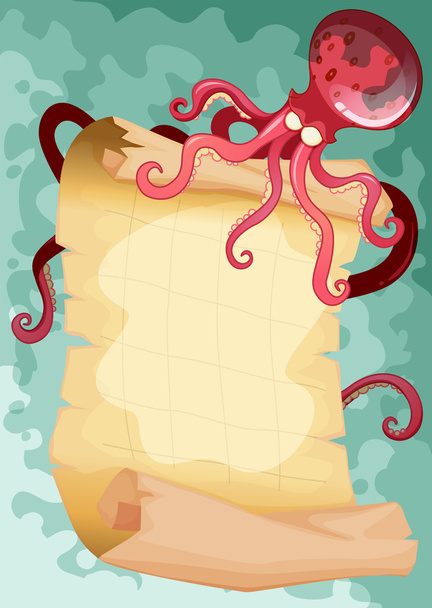 Border design with octopus - Vector, Image