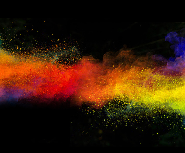 Launched colorful powder on black background - Fotó, kép