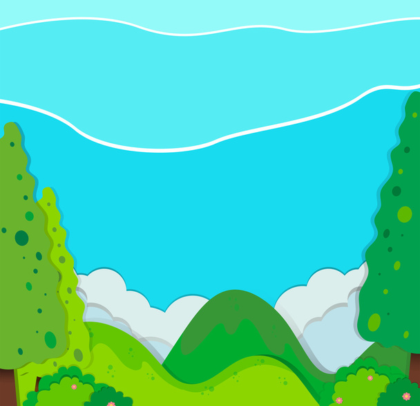 Nature scene with trees and mountains - Vector, Imagen