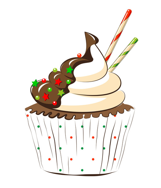 Cartoon feestelijke cupcake - Vector, afbeelding