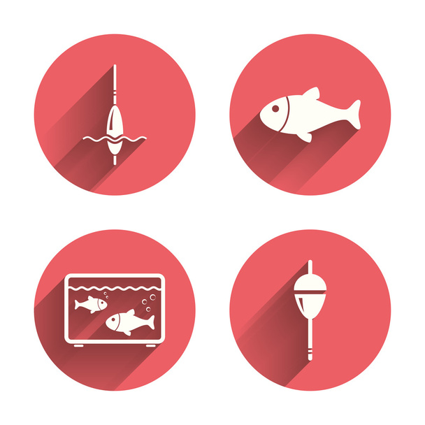 Fishing icons. Fish with fishermen - Vektori, kuva