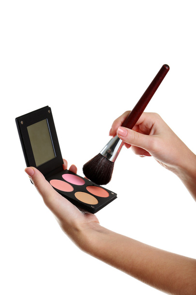 Female hand with brush for make-up - Foto, afbeelding