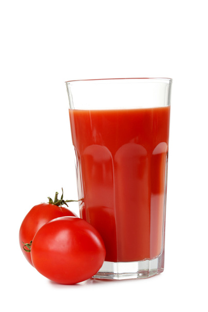Fresh red tomatoes and tomato juice in glass - Foto, Bild