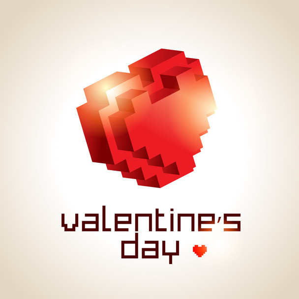 Valentine card with 3D heart and lettering. Vector illustration. - ベクター画像