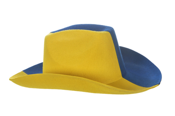 geel-blauwe cowboy hoed - Foto, afbeelding