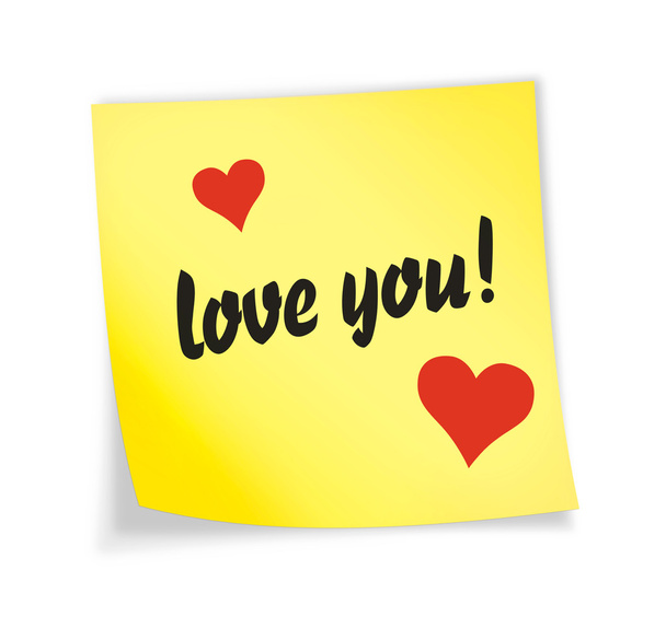 żółte karteczki "miłość" - Zdjęcie, obraz