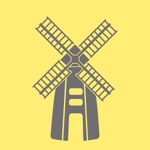 Větrný mlýn na žlutém podkladu - Vektor, obrázek