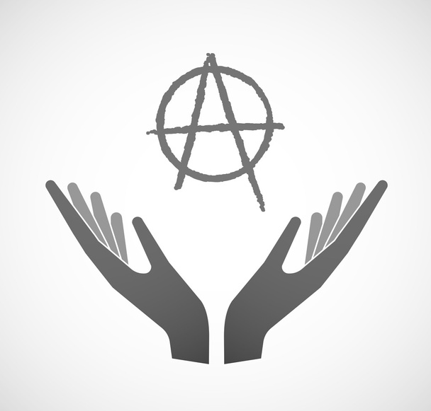 Dos manos ofreciendo un signo de anarquía
 - Vector, imagen