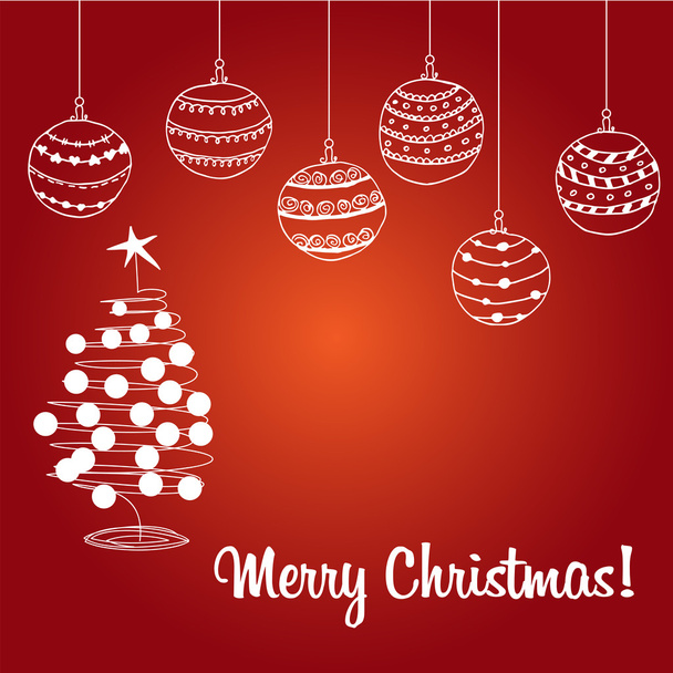 Рождественская открытка мяч и елка в векторе
 - Вектор,изображение