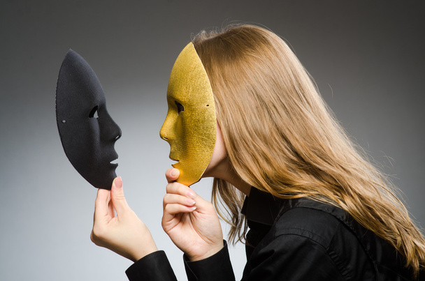 Nő maszk vicces koncepció - Fotó, kép