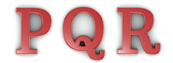 P, Q, R, 3d red letters isolated white background (path save) - Photo, image