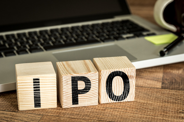 IPO written on a wooden cubes - Foto, afbeelding