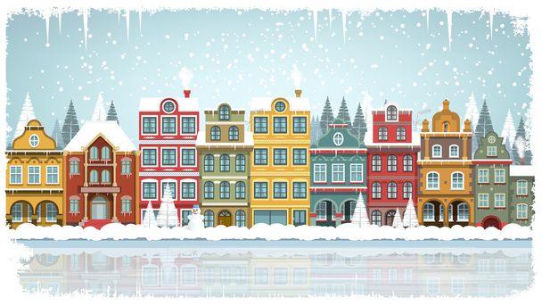 Old city in winter - Vector, Image