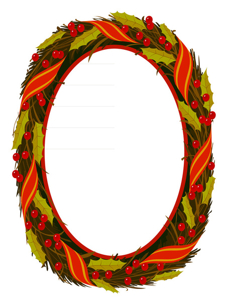 Christmas holly wreath frame pattern - Vetor, Imagem